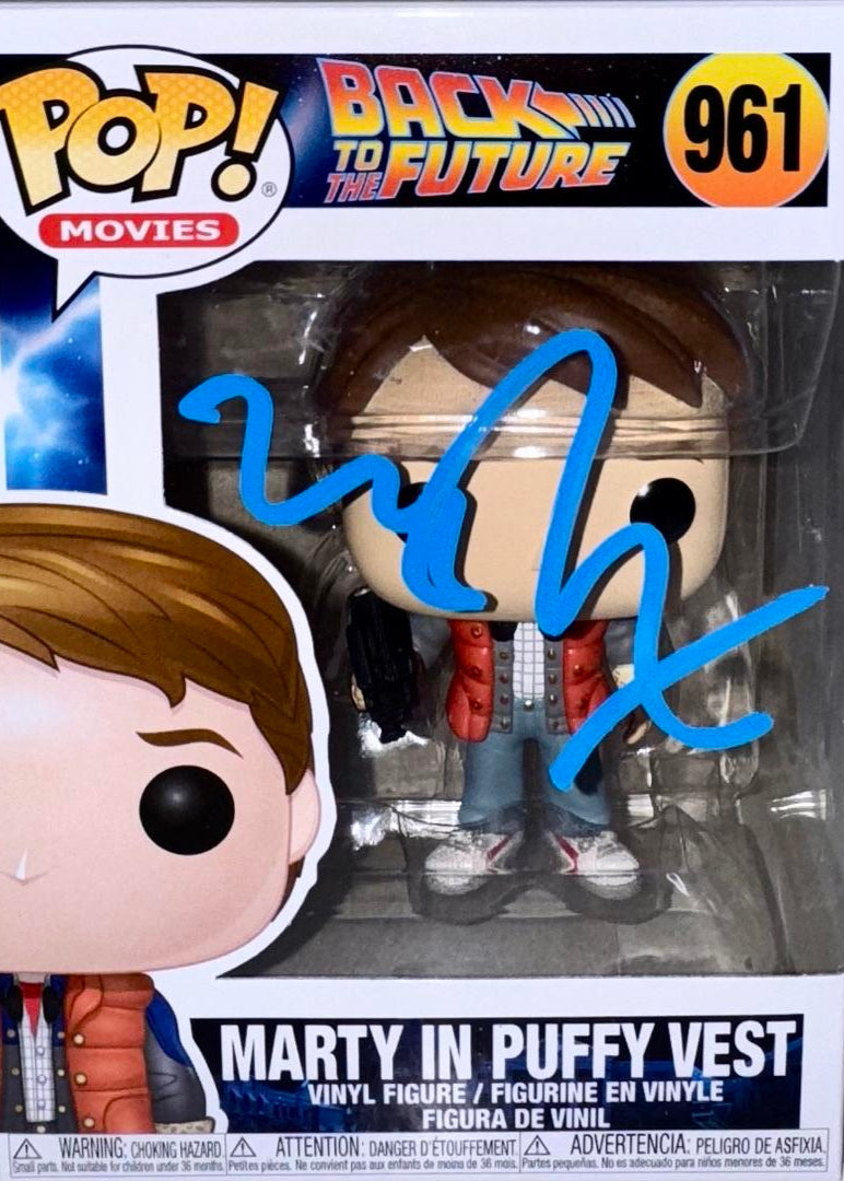 Michael J Fox Signed Funko Pop #961 Marty McFly Back To The Future - Beckett COA #3